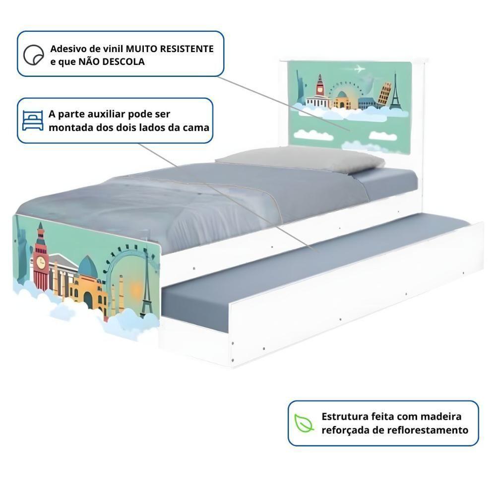 Bi Cama Juvenil Zap Com Cabeceira Mundo Viagens - 3