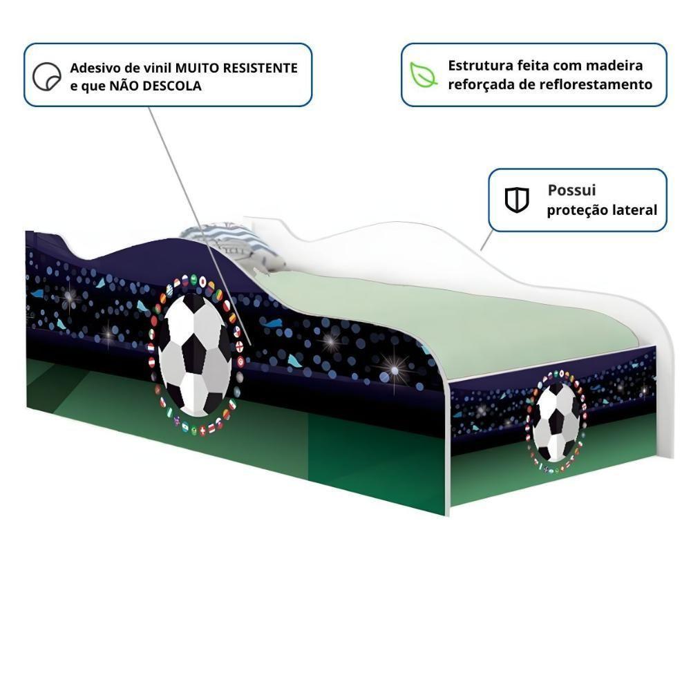 Cama Carro Solteiro Joy Futebol Bandeiras Solteiro Com Colchão - 2