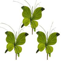 Kit 3 Borboletas Pick Natal Verde Full Glitter Luxo 23cm - Magizi - 1