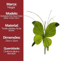 Kit 3 Borboletas Pick Natal Verde Full Glitter Luxo 23cm - Magizi - 7