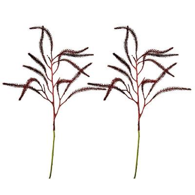 Jogo 2 Galhos Decorativo Natal Pinheiro Glitter Vermelho Luxo 43cm - Bela Flor