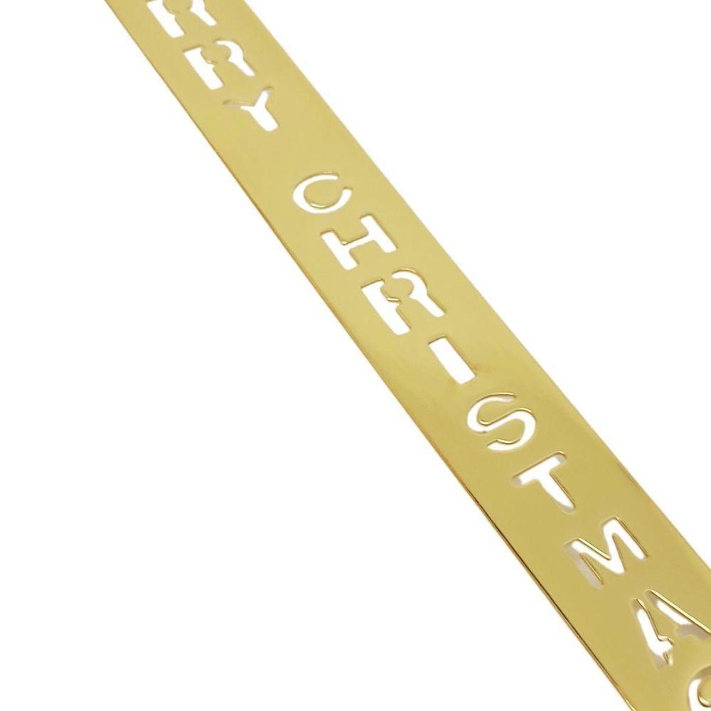 Jogo 2 Suportes Para Guirlanda Metal Dourado Merry Christmas 31cm Encaixe Porta - Magizi - 5