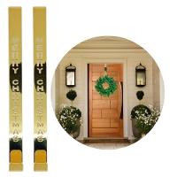 Jogo 2 Suportes Para Guirlanda Metal Dourado Merry Christmas 31cm Encaixe Porta - Magizi - 1