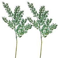 Kit 2 Galhos Haste Folhagem Natalina Decorativa Verde Glitter Brilhante 45cm - Bela Flor - 1