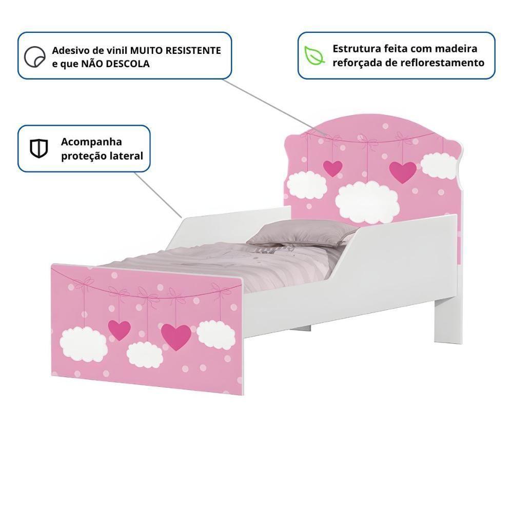 Cama Infantil Tick Nuvens Meninas Com Colchão - 4