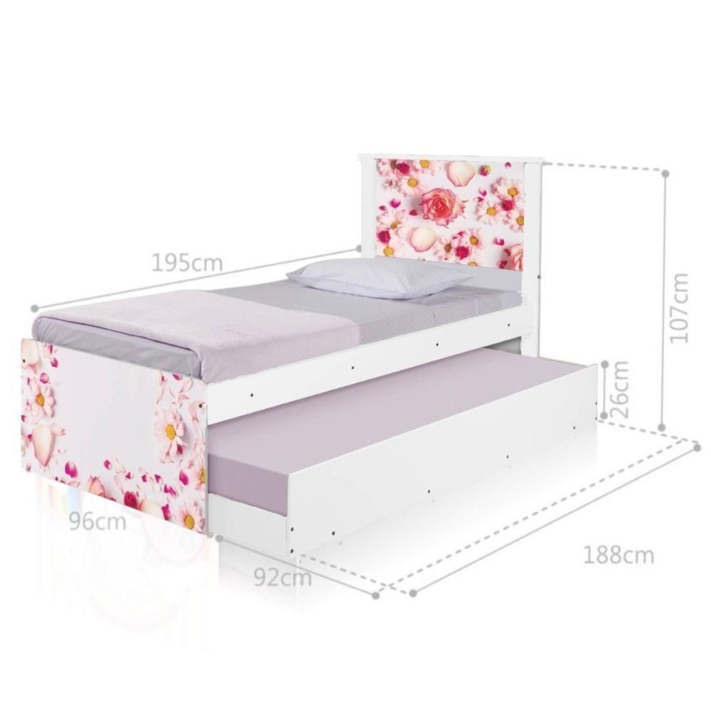 Bi Cama Juvenil Zap Com Cabeceira Rosas - 2
