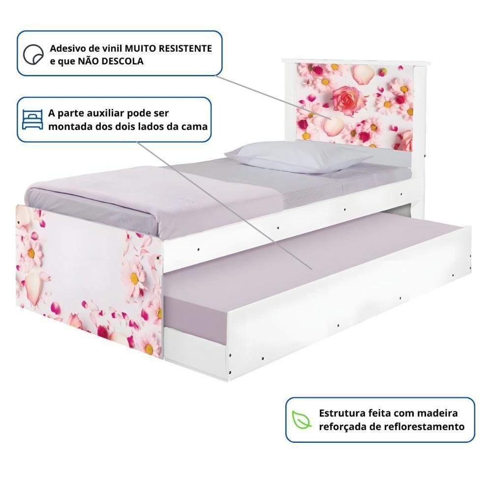 Bi Cama Juvenil Zap Com Cabeceira Rosas - 3