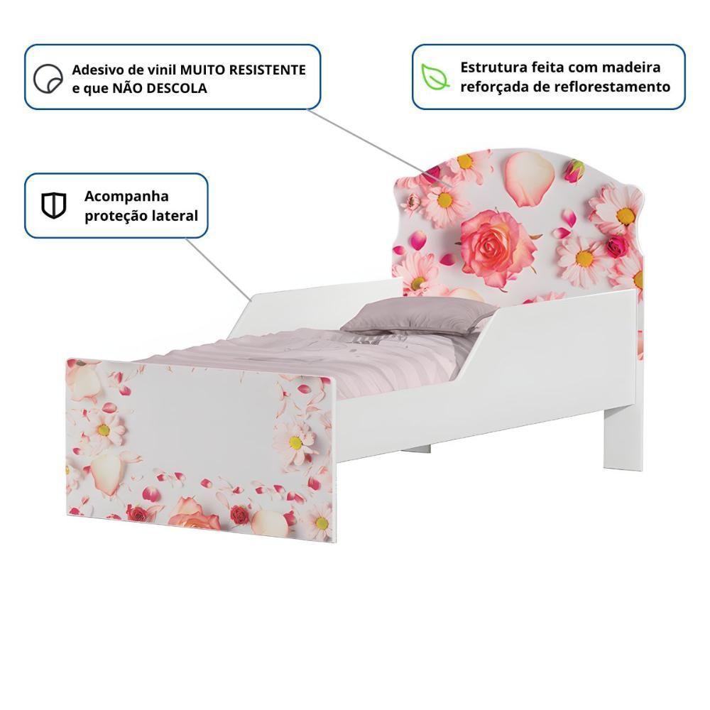 Cama Infantil Tick Rosas Com Colchão - 2