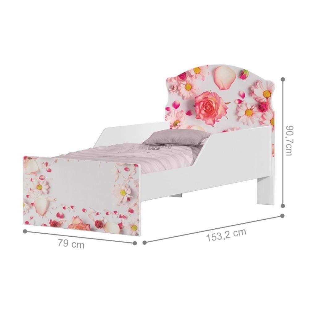Cama Infantil Tick Rosas Com Colchão - 3