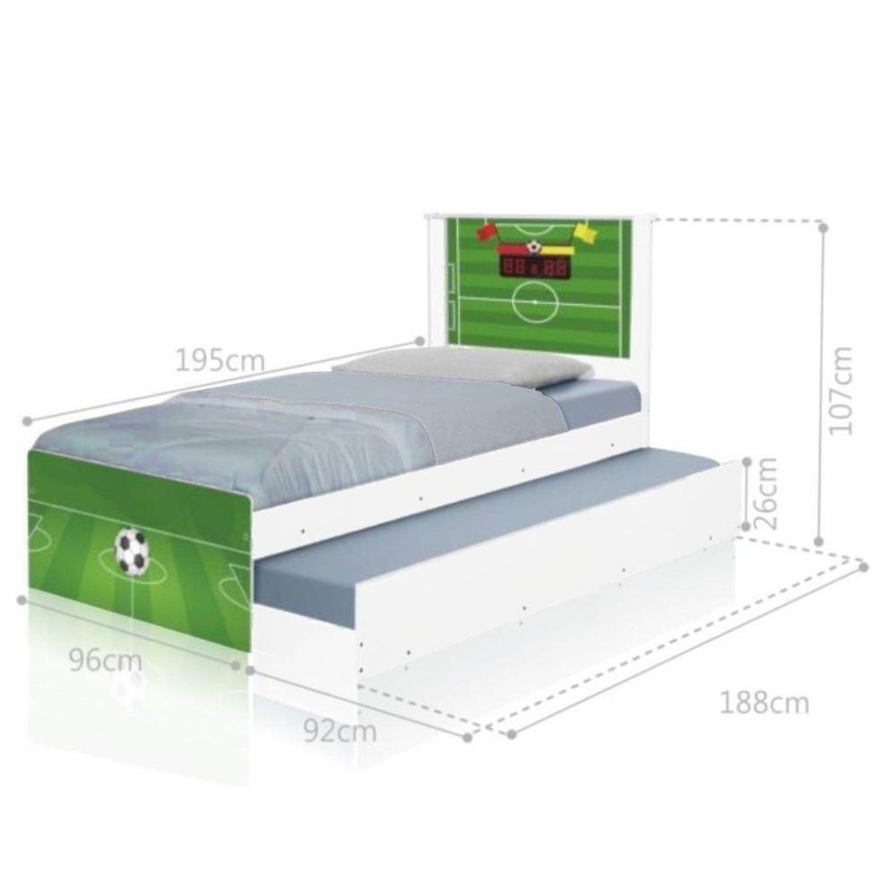Bi Cama Juvenil Zap Com Cabeceira Futebol Gramado - 2