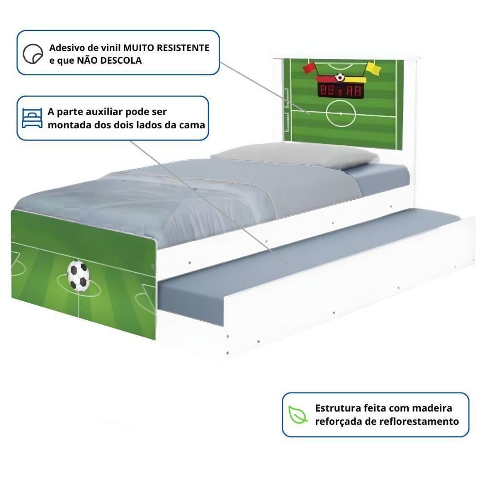Bi Cama Juvenil Zap Com Cabeceira Futebol Gramado - 3