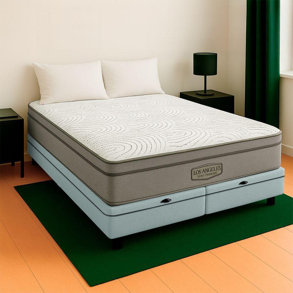 Cama Box Baú Queen E Colchão Los Angeles Molas V-store Branco - 1