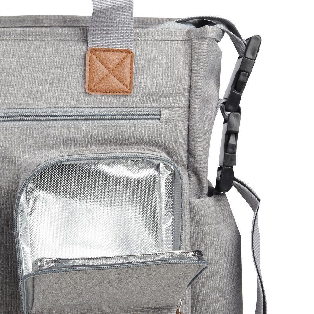 Bolsa Versátil Cinza Em Poliéster 29l Com Compartimento Para Lenços E Design Moderno - 3