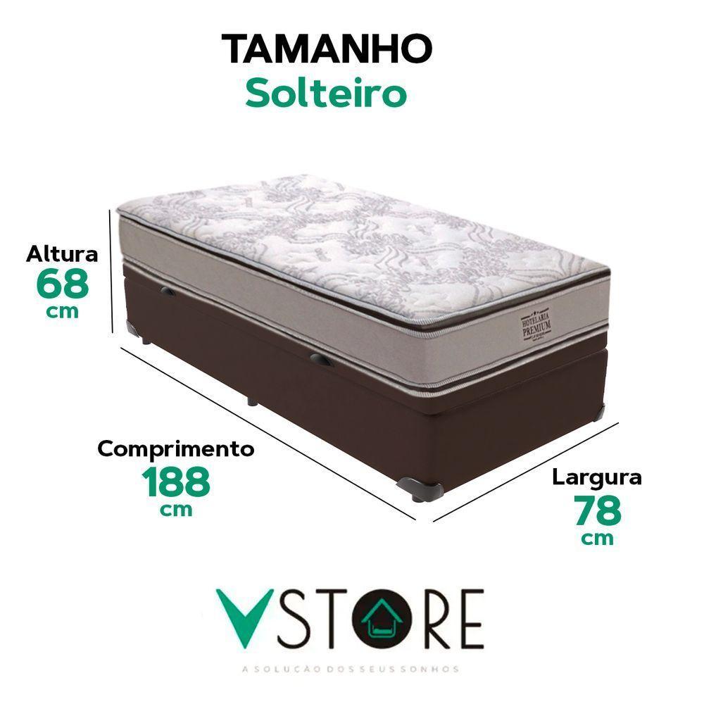 Cama Box Baú E Colchão Four Season Molas V-store 78x188x30 Marrom - 3