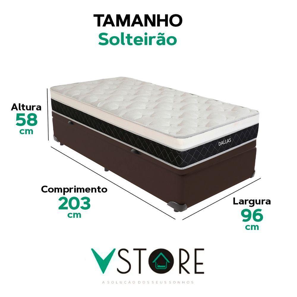Cama Box Baú Solteirão E Colchão Dallas Molas V-store Marrom - 3