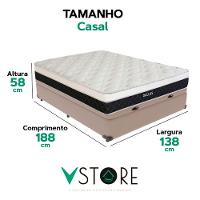 Cama Box Baú Casal E Colchão Dallas Molas V-store Bege - 3