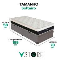 Cama Box Baú E Colchão Dallas Molas V-store 78x188x20 Cinza - 3