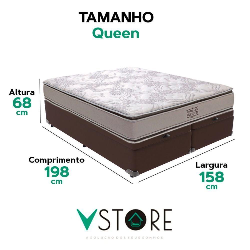 Cama Box Baú Queen Marrom E Colchão Four Season Molas Vstore - 3
