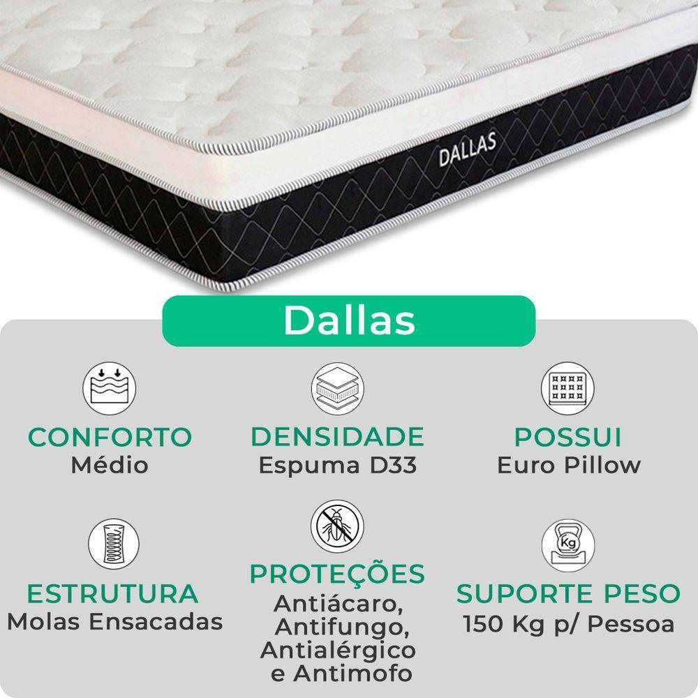 Cama Box Baú Casal E Colchão Dallas Molas V-store Branco - 2