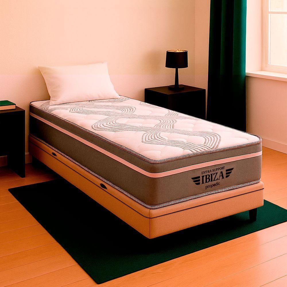 Cama Box Solteirão E Colchão Ibiza Molas Ensacadas V-store Bege - 1