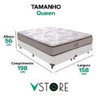 Cama Box Queen E Colchão Four Season Molas V-store Branco - 3