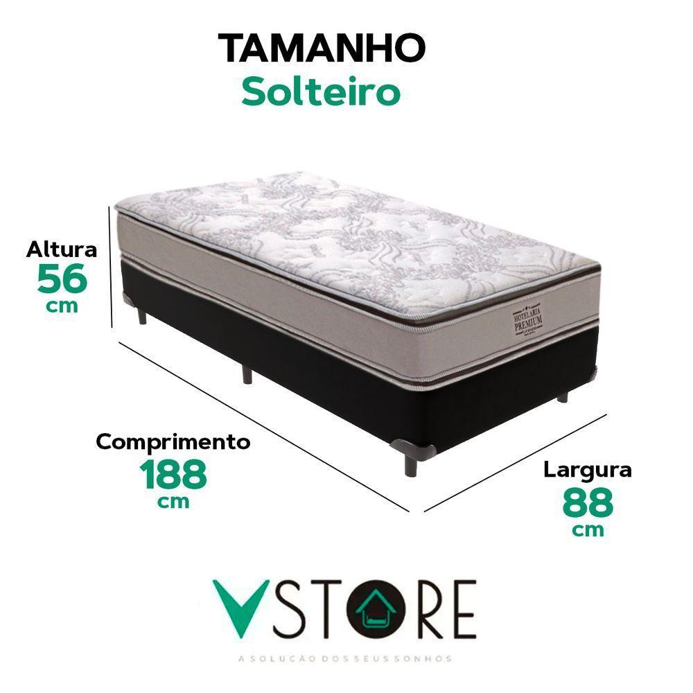 Cama Box Solteiro E Colchão Four Season Molas V-store Preto - 3