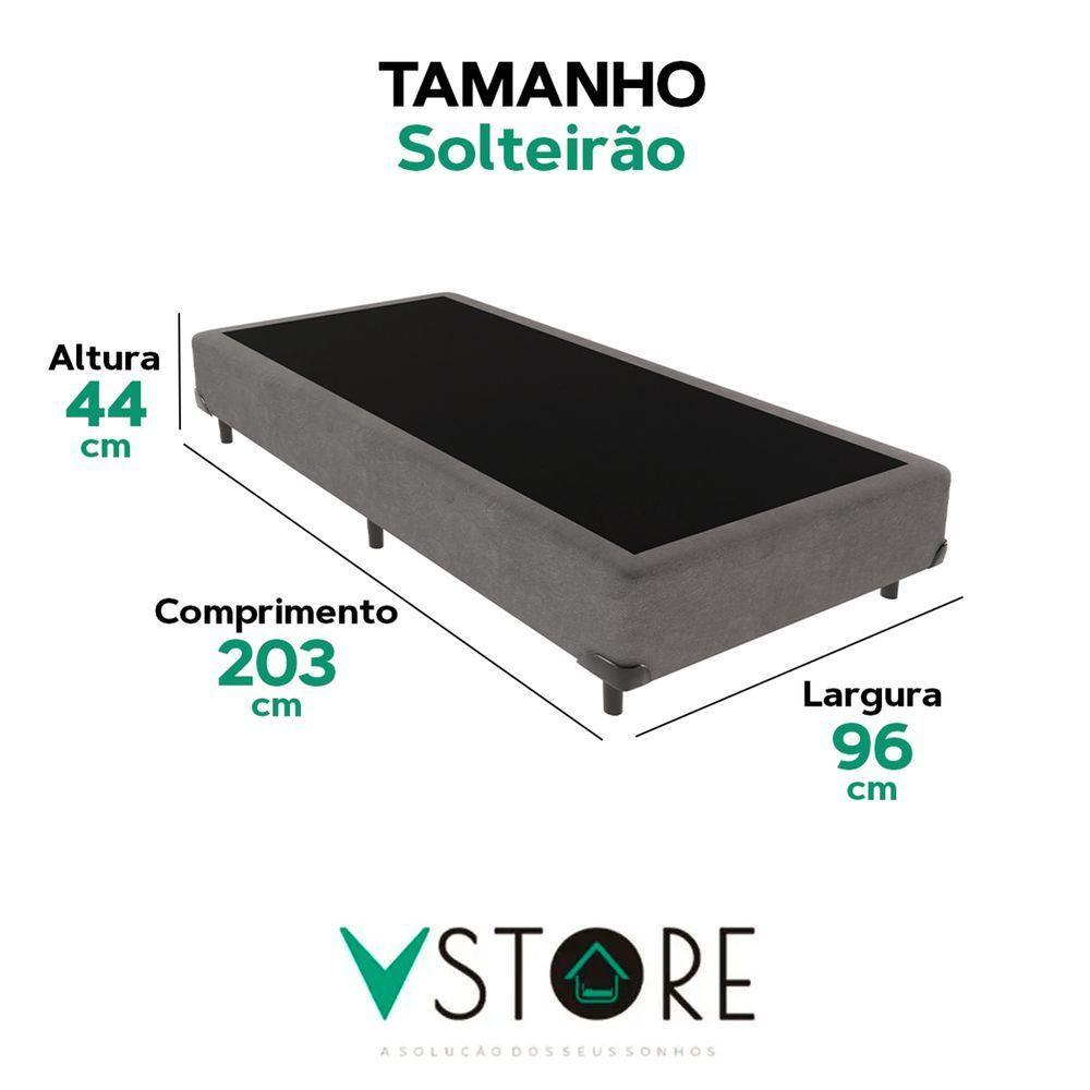 Cama Box Solteirão Cinza V-store 96x203x44 - 3