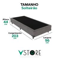 Cama Box Solteirão Cinza V-store 96x203x44 - 3