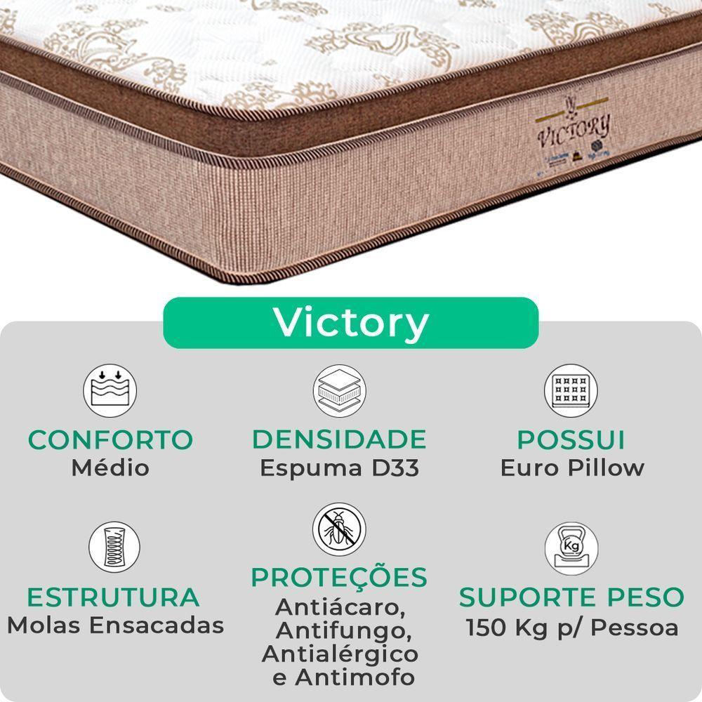 Cama Box Solteiro E Colchão Victory Molas V-store 88x188x30 Cinza - 2