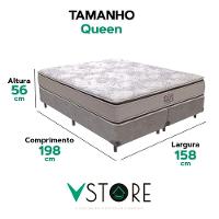 Cama Box Queen Cinza E Colchão Four Season Molas Vstore - 3