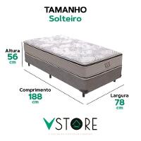 Cama Box Cinza E Colchão Four Season Molas Vstore 78x188x30 - 3