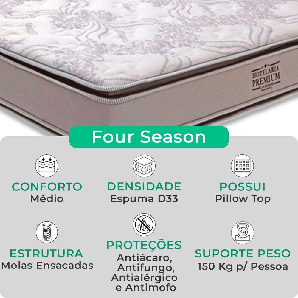 Cama Box King Cinza E Colchão Four Season Molas Vstore - 2