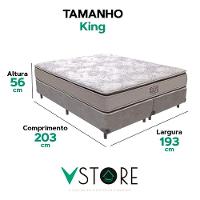 Cama Box King Cinza E Colchão Four Season Molas Vstore - 3