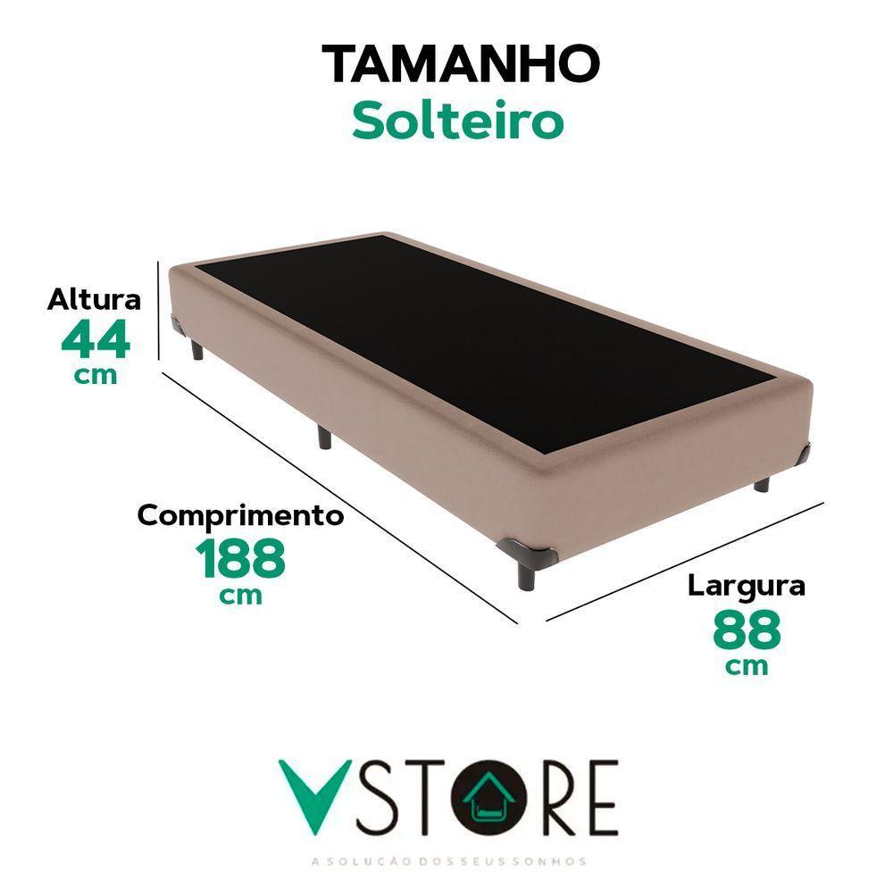 Cama Box Solteiro Bege V-store 88x188x44 - 3