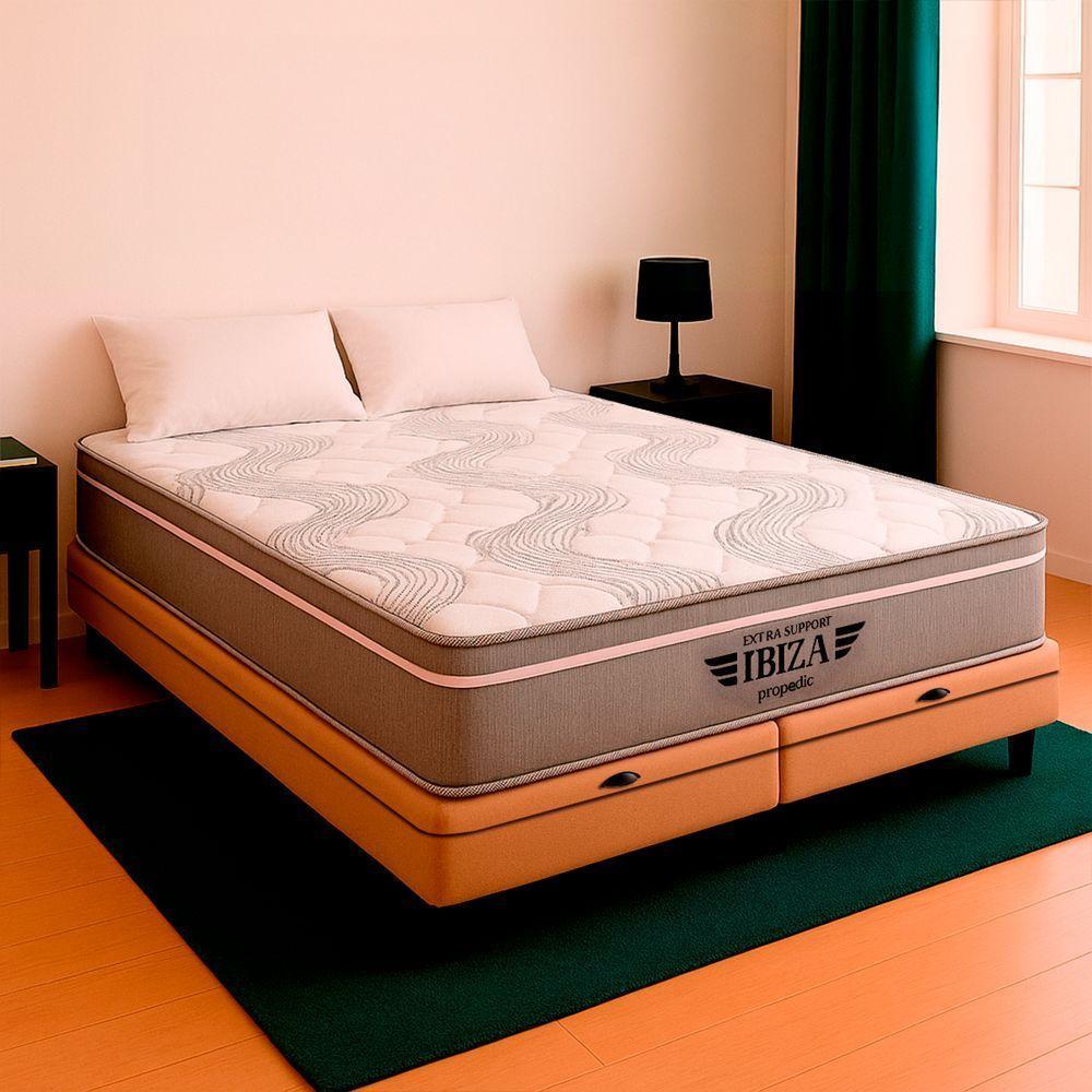 Cama Box King Bege E Colchão Ibiza Molas Vstore - 1