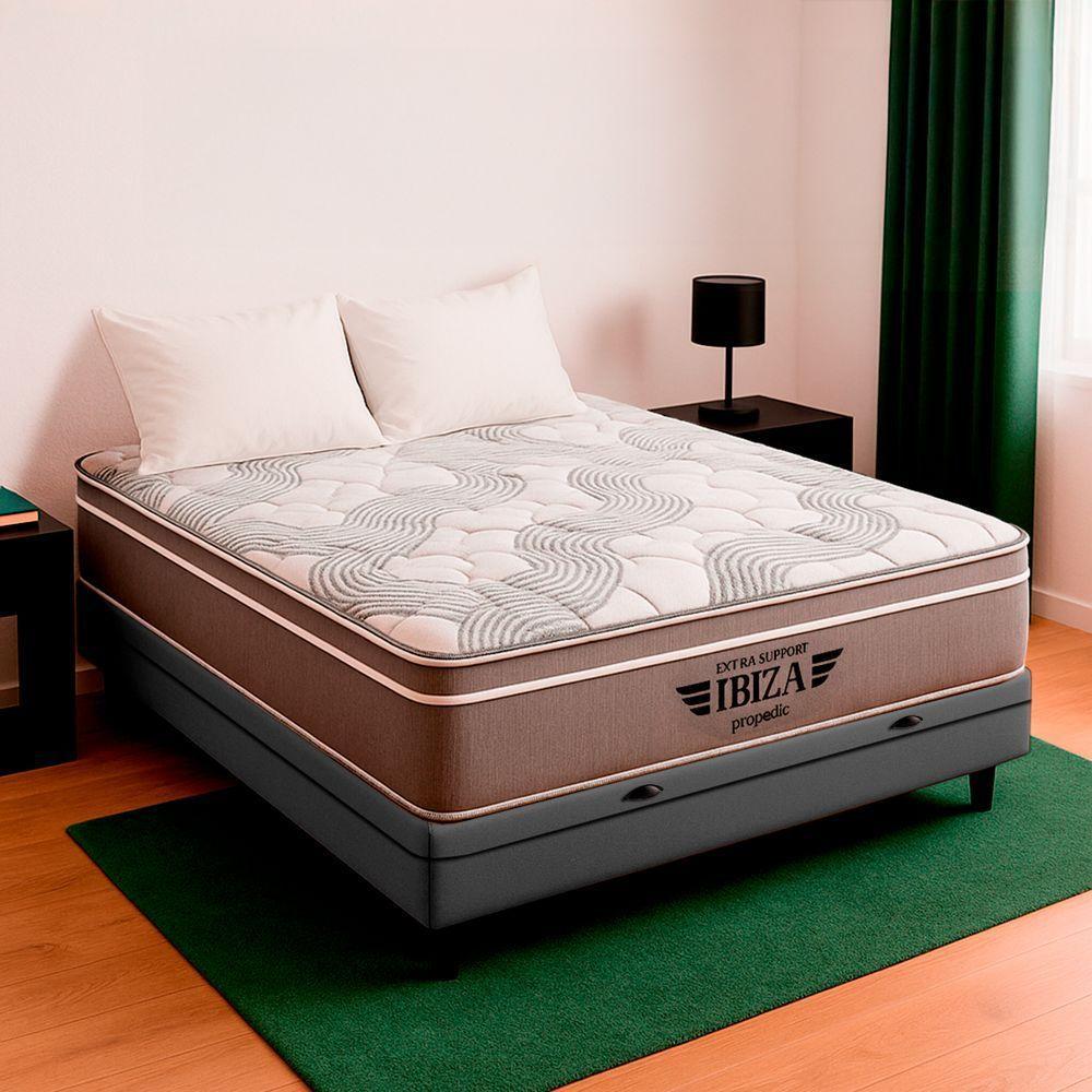 Cama Box Viúvo Cinza E Colchão Ibiza Molas Vstore 128x188x22 - 1