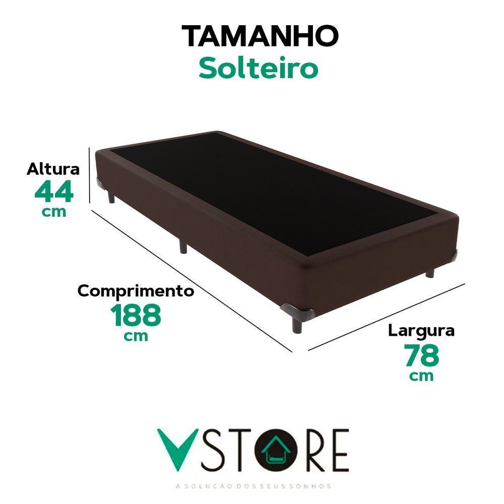 Cama Box Solteiro Marrom V-store 78x188x44 - 3