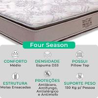 Cama Box Baú Casal E Colchão Four Season Molas V-store Cinza - 2