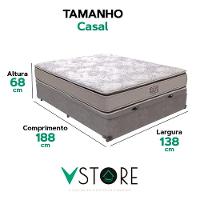 Cama Box Baú Casal E Colchão Four Season Molas V-store Cinza - 3