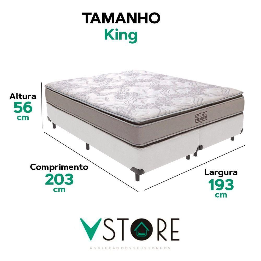 Cama Box King Branco E Colchão Four Season Molas Vstore - 3