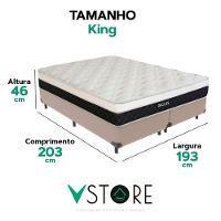 Cama Box King Bege E Colchão Dallas Molas Vstore 193x203x20 - 3