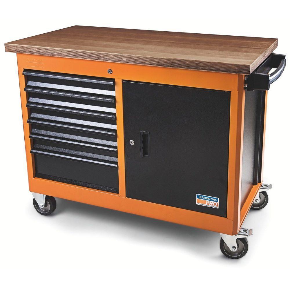 Bancada Móvel 6 Gavetas E 1 Porta Tramontina Pro Laranja Tramontina - 1