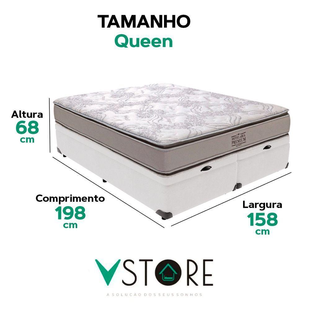 Cama Box Baú Queen Branco E Colchão Four Season Molas Vstore - 3