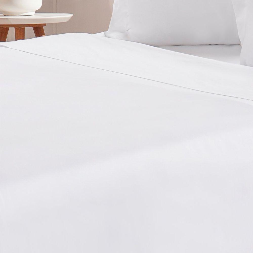 Jogo De Cama Queen 200 Fios Liso 4 Pçs 160x200x35cm Branco - 1