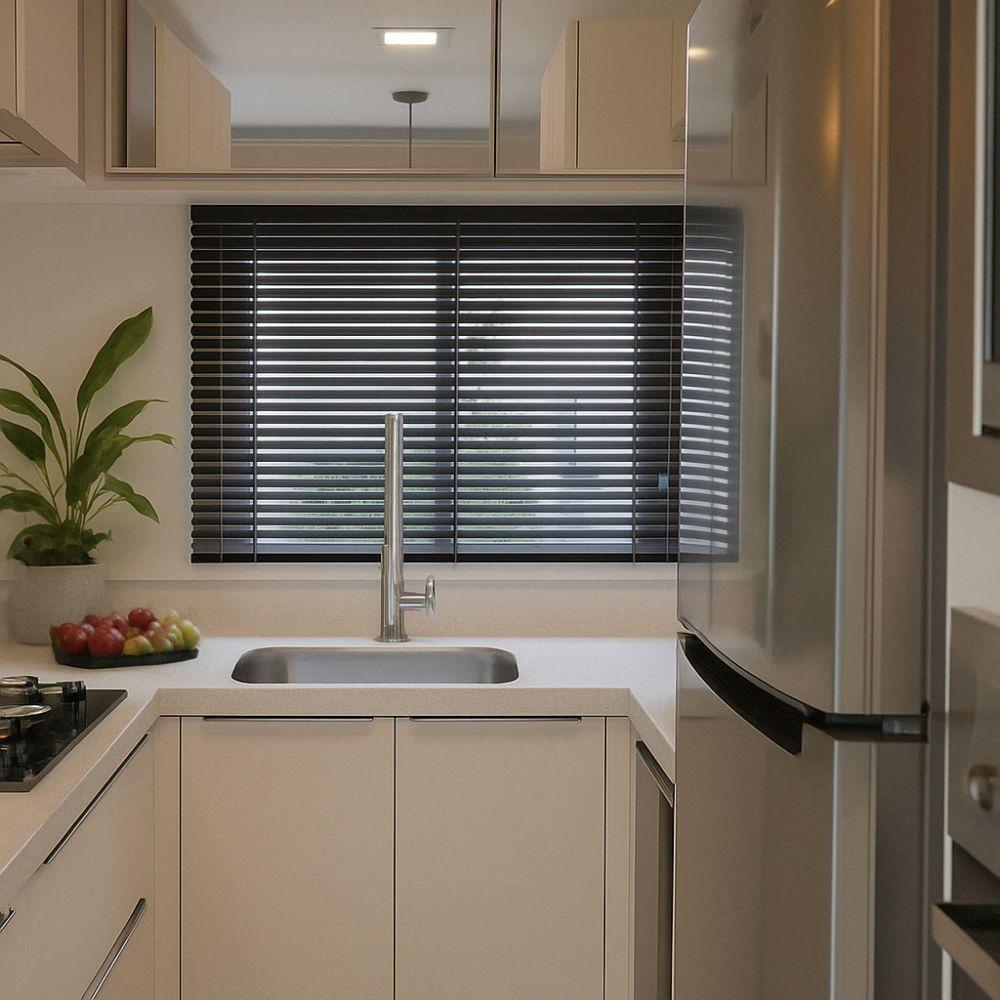 Persiana Horizontal Alumínio 25mm Preto - 1,87m X 1,95m - 6