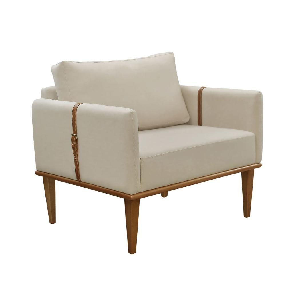 Poltrona Milla Luxo Madeira Maciça Castellar Móbile Veludo Bege Claro Veludo Bege Claro - 1