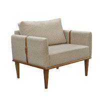 Poltrona Milla Luxo Madeira Maciça Castellar Móbile Linho Bege Claro Linho Bege Claro - 1