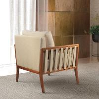 Poltrona Helena Luxo Madeira Maciça Castellar Móbile Linho Bege Claro Linho Bege Claro