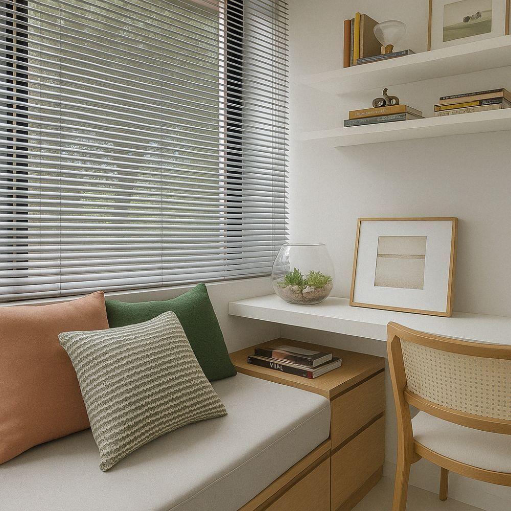 Persiana Horizontal Alumínio 25mm Branco - 1,69m X 1,74m - 2