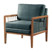 Poltrona Gael Luxo Madeira Maciça Castellar Móbile Linho Azul Linho Azul - 1